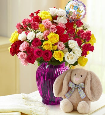 Rainbow Bouquet for Baby, 50-100 Blooms