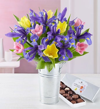 Mom?s Fanciful Tulip and Iris Bouquet