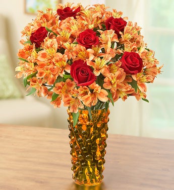 Fall Rose and Peruvian Lily Bouquet