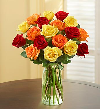 Autumn Rose Bouquet, 18 Stems + Free Vase