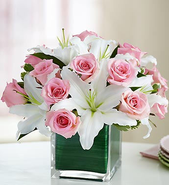 Modern Embrace? Pink Rose & Lily Cube