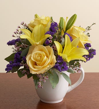 mix bouquet in coffee mug