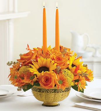 centerpiece in yari bowl sunflowers
