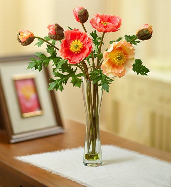 Orange Silk Poppy Arrangement