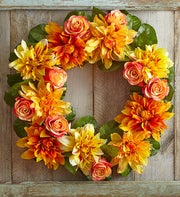 Silk Dahlia & Rose Wreath