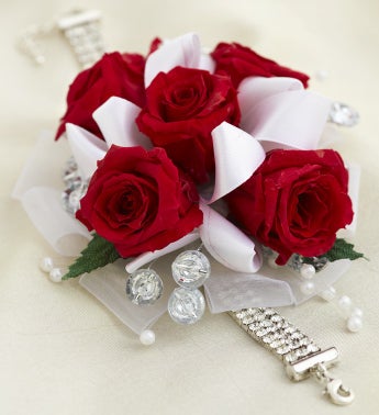 Infinite Rose Red Corsage and Boutonniere