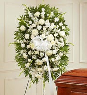Deepest Sympathies Standing Spray - White