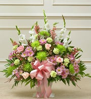 Heartfelt Tribute Floor Basket Arrangement- Pastel