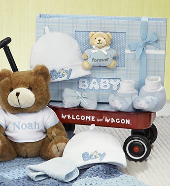 Hello Baby Boy Welcome Wagon, Bear & Baby Book