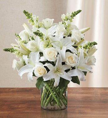 Classic All White Arrangement for Sympathy from 1-800-FLOWERS.COM