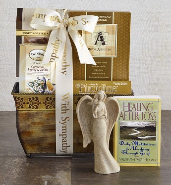 With Sympathy & Support Angel & Book Basket