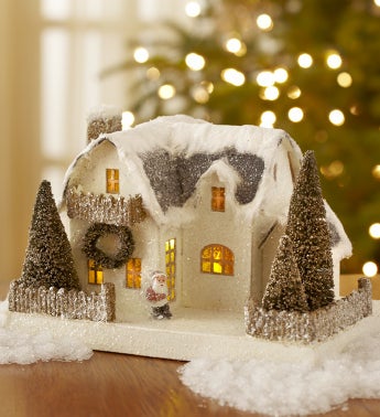 Vintage Christmas White Putz House