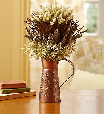 Natural Grasses in Copper Pitcher
