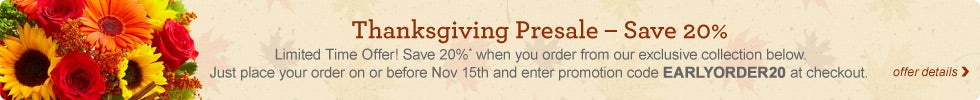 Save 20% on Thanksgiving Flowers & Gifts