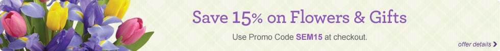 Save 15% on Flowers & Gifts